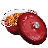 Vivicreate 6 Quart Enamel Cast Iron Dutch Oven Pot with Lid – Enameled Cookware for Baking, Roasting, and Braising – Durable Cast Iron Pot for Stove Top and Oven Use Red color (Red)