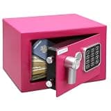 SereneLife Electronic Safe Box | Heavy Duty 9.1 x 6.7” Money Safe | Digital Touch Pad Lockbox with Code 2 Keys | Small Safe Box for Home/Office, Cash, Jewelry, Firearms | Wall/Floor Mountable | Pink