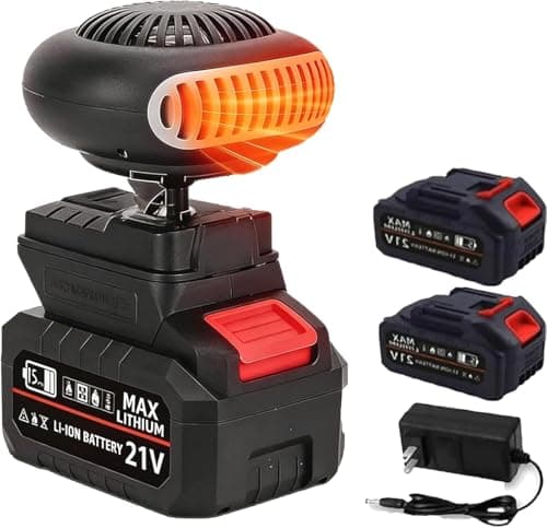 Battery Operated Portable Heater with 1500mAh Rechargeable Battery, Cordless, Quiet, Anti-Tilt Safety for Camping, Car Defrosting, Indoor Use