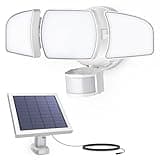 Feit Electric Outdoor LED Triple Head Solar Security Flood Lights with Motion Sensor, Dusk-to-Dawn Sensor, 3000 Lumens Floodlight, 5000K Daylight, No Hardwiring Needed, S13TFL/3000MOTSOL/WH