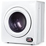 Gleedelish Compact Dryer, 3.5 Cu Ft Front Load Clothes Dryers With Exhaust Pipe, 1500W, LCD Control Panel Portable Dryer With 4 Functions, 120V Dryer Machine For Apartments, Home, Dorm, White