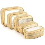 5PCS Diaper Bag Organizer Pouch, Clear TPU Waterproof Organizer Zipper Bags, Cosmetic Bag Set, TSA Approved Toiletry Bags, Travel Organizer Bag for Kids and Women