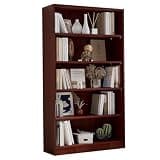 WZONICE98 60" Tall 5-Shelf Bookcase Modern Wood Bookshelf for Bedroom Office Living Room Mahogany 33" Wide Manga and Library Shelf with Adjustable Shelves