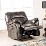 Dark Gray Finish Stand Alone Glider Recliner Transitional Style Pillow Arms Welt Trim Primary Living Space