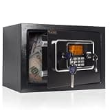 XALYRIX Dual-Lock Security Safe Box, Requires Password + Master Key to Open, Anti-Theft Steel Home Safe with Vibration Alarm, Access Log Memory, Small Cash Safe for Home Office Hotel