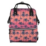 Fuzquwu Sunset Palm Tree (2) Print Diaper Bag Backpack,Travel Daypack For Mom Dad,Diaper Tote Backpack