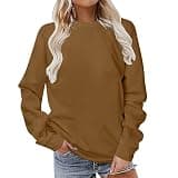 Zzalalana Women's Crewneck Sweatshirt Long Sleeve Solid Color Pullover Tops