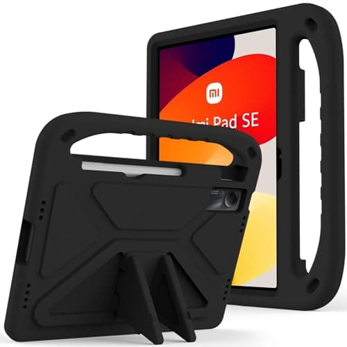 TIANDAFEIJIUA Kids Case for Xiaomi Redmi Pad SE 11" Released 2023,Light Weight Shock Proof Handle Stand Kids Friendly Protective Cover Case(Black)