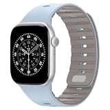 Sixmoat Clip Magnetic Bands Compatible with Apple Watch 49mm 46mm 45mm 44mm 42mm Silicone Leather Breathable Strap Compatible with iWatch Ultra SE Series 11 10 9 8 7 6 5 4 3, Light Cyan-Khaki