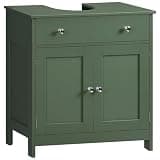 TEENFON Pedestal Sink Storage Cabinet with 2 Doors and Drawer, Bathroom Sink Cabinet, Under Sink Storage with U-Shape Cut-Out, Green UNYSG033V