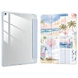 Joyland Case for iPad 7th/8th/9th Generation Case (2019/2020/2021) 10.2 inch with Pencil Holder,Blue Ocean Shockproof Cover Transparent Acrylic Back Shell Auto Wake/Sleep,Blue