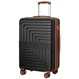 Romswi 28" Large Checked Luggage, PC+ABS Hardshell Suitcase with Dual Spinner Wheels, Lightweight Hard Side Travel Luggage with YKK Zipper, Scratch-Resistant, Black