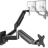 Dual Monitor Wall Mount, Suitable for 17-27 Inch Screens,75x75/100x100 mm, Height Adjustable, Swivel and Tilt, Maximum Load 17 lbs