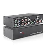 BolAAzuL 2-Way Component Video Splitter 1 in 2 Out, 1x2 YPbPr RCA Component AV Splitter Selector Converter, HDTV Video Audio Distribution 2 Port, Plug & Play, for Computers Video Scalars DVD VCR