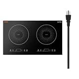 VEVOR Induction Cooktop 24inch 2 Burners Built-in Electric Stove 110V 1800W, Countertop Induction Burner, with 9 Power Levels, LED Touch Screen, Ceramic Glass Surface, Child Lock, for Kitchen, RV