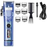 EOYLMIRL Mens Hair Clippers Professional Trimmer for Men Rechargeable Cordless Clipper Barber Shop Electric Haircut Machine Adjustable(Blue)