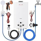 Tankless Water Heater Propane,2.64GPM 10L Outdoor Portable Water Heater,with 2 GPM Water Pump, Instant Propane Water Heaters with Digital Display Multi-Protection for Camping Trips Boat Cabins