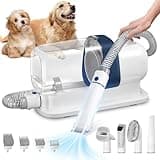 LMVVC Dog Grooming Vacuum, Pet Grooming Vacuum Kit 2.3L Suction 99% Pet Hair with 5 Tools for Dog Cat for Shedding Grooming, Low Noise (Blue & White)