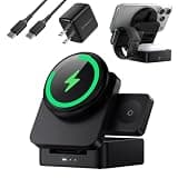 ZEEHOO Qi2 15W 3-in-1 Foldable Magnetic Wireless Charging Station for iPhone 17/16/15/14/13/12, Apple Watch & AirPods, Travel Charger Stand, 30W USB-C Adapter Included