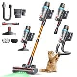 Cordless Vacuum Cleaner, 650W 55KPA 70Mins Vacuum Cleaners for Home, Upgraded Stick Vacuum with 3.3Ft Extendable Hose, LED Touch Screen, Wall Charging Station, Auto Mode for Carpet Pet Hair Hard Floor