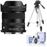 15mm f/1.4 DC Contemporary Lens for Canon RF, Bundle with 3-Section Aluminum Tripod with 3-Way Head and Cleaning Kit