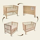 Flwrgirl Portable Mini Baby Crib - Pine Wood Foldable 4-in-1 Baby Crib with Mattress,Portable Bedside Bassinet Sleeper,3 Adjustable-Height Baby Cribs for 0-18 Months,Unpainted