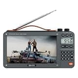 720P 7Inch Screen AM FM Movie Video Radio with Bluetooth Speaker, Rechargeable Digital Shortwave MP3 MP4 Player Radio, Support USB/Micro SD Card, Loud Speaker and Headphone Jack (NO TV)