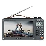 720P 7Inch Screen AM FM Movie Video Radio with Bluetooth Speaker, Rechargeable Digital Shortwave MP3 MP4 Player Radio, Support USB/Micro SD Card, Loud Speaker and Headphone Jack (NO TV)