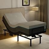 Vipbear Twin XL Adjustable Bed Frame with Mattress - 12 Inch White Gel Memory Foam Firm Mattress in Box, Adjustable Bed Base with Under-Bed LED Light, USB Ports,Wireless Remote