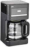 Braun Brew Sense 12 Cup Drip Coffee Maker - Pause & Pour Mid Brew, Programmable Coffee Machine with 24-Hour Timer & Clock, 1-4 Cup Functions, Self Clean, Auto Shutoff, Removable Filter Basket, Black