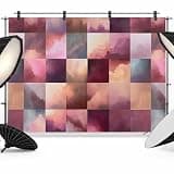 Pink Purple Plaid Backdrop 12x8ft Minimalist Gradient Abstract Block Photography Backdrop Photoshoot Background Tapestry Banner for Birthday Baby Shower Decoration Party Video Photo Studio Props