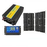 1500W Pure Sine Wave Power Inverter and 50W Foldable Solar Panel Kit with 30A LCD Charge Controller, Dual USB Output, Off-Grid Power System for RV, Camping, and Home Backup (48VDC-220V AC)