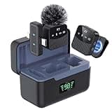 Wireless Lavalier Microphone, Mini Compact Lapel Mic with Magnetic Clip & Charging Case, 25H Long Battery Life, Noise Reduction, Dual Interface for iPhone Android Video Recording Vlogging Podcast