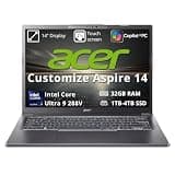 FuturBeast Customized Laptop, Created Using Acer Aspire 14 AI 14" WUXGA Touchscreen Laptop, Intel Ultra 9 288V, 32GB RAM, 1TB/2TB/4TB SSD, Intel Arc 140V, Backlit Keyboard, Wi-Fi 6E, Win 11 Pro, Gray