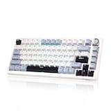 Adventurers Wireless Mechanical Keyboard,2.4GHz/Type-C/BT5.0, Hot-Swappable Custom Keyboard with Five-Layer Padding and Knob,RGB Backlight,PBT Keycaps(White and Blue)