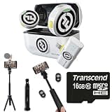 Hollyland Lark M2 Duo Wireless Microphone System, 2-Person Clip-On Mic, Noise Cancellation, with 13" Tripod & 16GB MicroSD Card (Ivory White, Lightning Version)