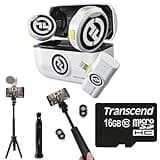 Hollyland Lark M2 Duo Wireless Microphone System, 2-Person Clip-On Mic, Noise Cancellation, with 13" Tripod & 16GB MicroSD Card (Ivory White, Lightning Version)