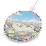 Cute Cat Floral Wireless Charger, Fast Charging Pad