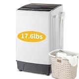 Full Automatic Washing Machine, 17.6Lbs Top Load Portable Washer with Drain Pump, 10 Wash Programs 8 Water 2 in 1 Washer and Dryer for Apartments, RV, Camping (17.6Lbs Full Automatic Washing Machine)