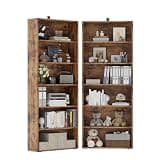 IRONCK Bookshelves and Bookcases Set of 2 Floor Standing 6 Tiers Display Storage Shelves 70 in Tall Bookcase Home Decor Furniture for Home Office, Living Room, Bed Room