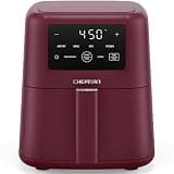 Chefman Air Fryer – 4-in-1 Slim 3.5 QT Airfryer, Air Fry, Bake, Dehydrate, Frozen, 450°F Max Temp for Extra Crispy Results in Minutes, Nonstick Ceramic Coating, Dishwasher-Safe Accessories - Red