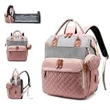Lamroro Diaper Bag Backpack with Changing Station, Waterproof Large Capacity, Baby Bag for Mom & Dad, 18 Pockets+USB Port, Foldable Changing Pad, Travel Backpack for Newborn Essentials, Baby Gift