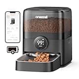 oneisall Automatic Cat Feeder, WiFi Rechargeable 100-Day Battery Operated Pet Feeder, 12 Cups/3L Dry Food Dispenser for Large Kibble, Smart App Control (Black)