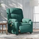 HBFDSFG Electric Massage Recliner Chair with 6 Vibration Points, 135 Degree Tilt, Dark Green Fabric, Side Pocket, Wood and Metal Frame