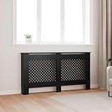 UBVNFGMK Slatted MDF Radiator Cover Cabinet, Black 59.8x7.5x32.1 Inch, Modern Shelf for Living Room, Sturdy Water-Based Lacquer Finish