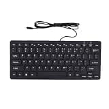 Vvikizy Small Wired Keyboard, 78 Keys USB C Wired Keyboard with Silent Switches and Multifunction Keys, for Computer PC Laptop Desktop Smartphone Tablet (Black)