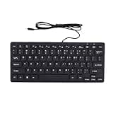 Vvikizy Small Wired Keyboard, 78 Keys USB C Wired Keyboard with Silent Switches and Multifunction Keys, for Computer PC Laptop Desktop Smartphone Tablet (Black)