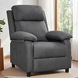 Korser Recliner Chair, Living Room Chairs for Adults, Padded Deep Seat Reading Chair with Side Pockets, Small Recliners for Small Spaces, Lounge Chair for Living Room, Bedroom, and RV (Linen)