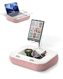 Viozon Kindle Pillow Stand Holder, Phone Holder for Bed, Laptop Lap Desk with Mouse Pad,Compatible with 4.7-13" Kindle/Tablet/Phone,10-15" Laptop, Snack Bowl&Cup Attachment&Detachable 360° Stand Arm,P