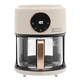 Air Fryer 4.2L/4.44QT, 1200W Glass Visible Basket, Digital Touchscreen, 8 Preset Cooking Modes, Oil-Free, 360° View, Dishwasher Safe, 110V Countertop Air Fryer for Healthy Cooking, Home Kitchen, Famil